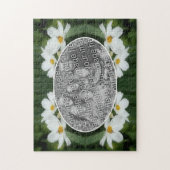 独自の写真を作成Cosmos花Beeフレーム ジグソーパズル (縦)