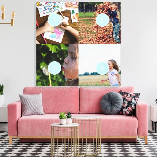 独自の写真を追加するカスタマイズ可能な4つの画像キャンバス キャンバスプリント (インサイチュ (リビング))