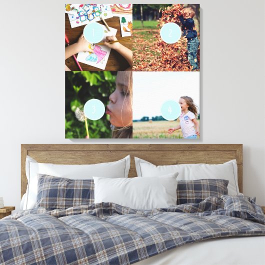 独自の写真を追加するカスタマイズ可能な4つの画像キャンバス キャンバスプリント (インサイチュ (寝室))
