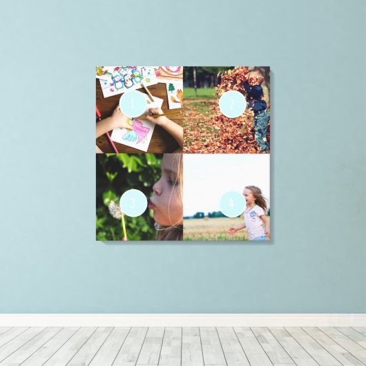 独自の写真を追加するカスタマイズ可能な4つの画像キャンバス キャンバスプリント (インサイチュ (ウッドフロア))