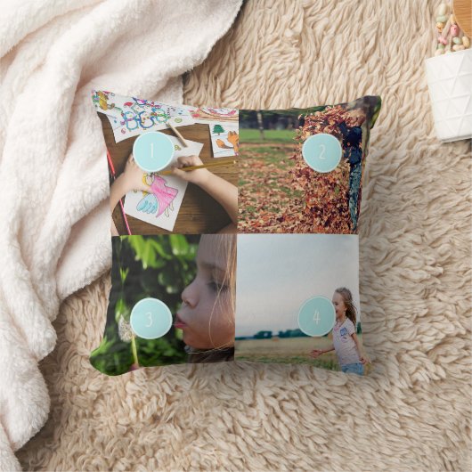 独自の写真を追加するカスタマイズ可能な4つの画像クッション クッション (ブランケット)