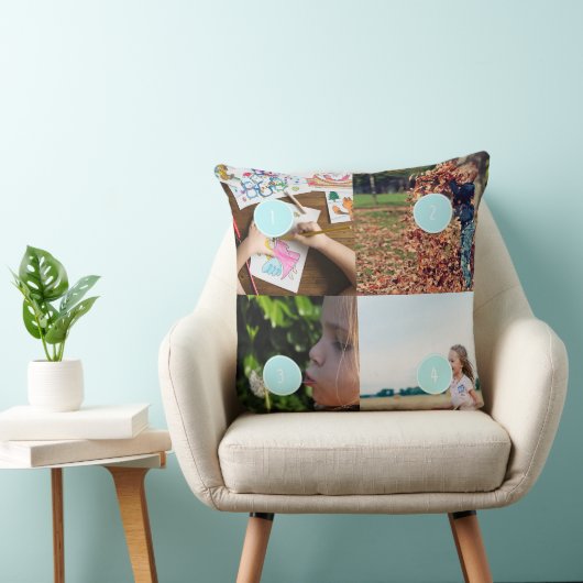 独自の写真を追加するカスタマイズ可能な4つの画像クッション クッション (椅子)