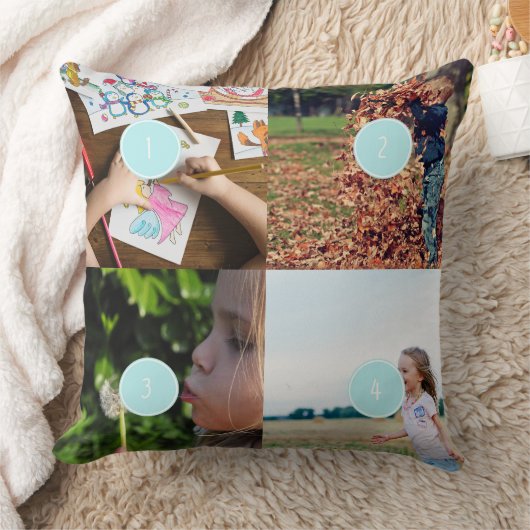 独自の写真を追加するカスタマイズ可能な4つの画像クッション クッション (ブランケット)