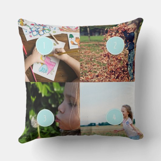 独自の写真を追加するカスタマイズ可能な4つの画像クッション クッション (裏面)