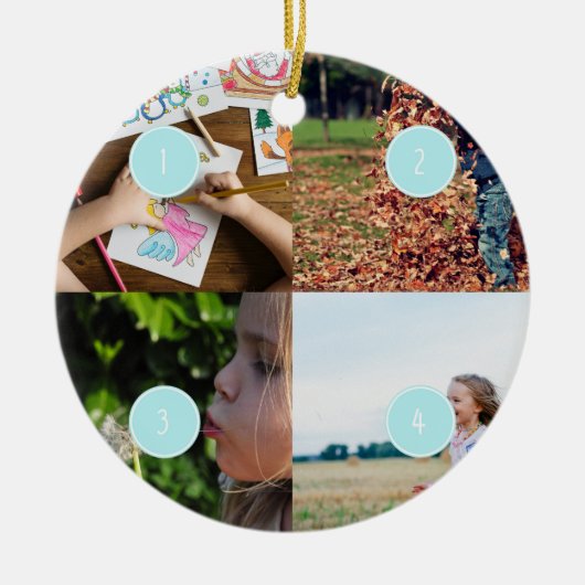 独自の写真を追加するカスタマイズ可能な4画像オーナメント セラミックオーナメント (正面)