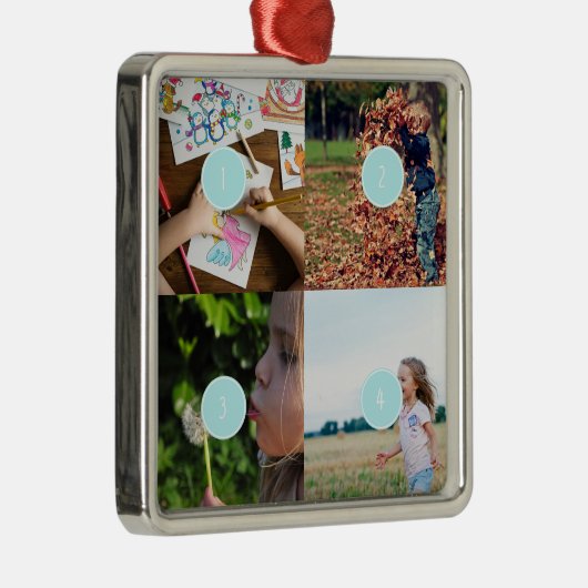 独自の写真を追加するカスタマイズ可能な4画像オーナメント メタルオーナメント (右)