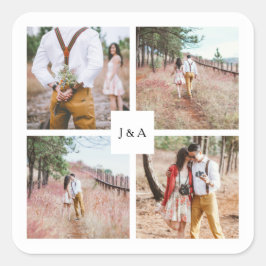 独自の写真コラージュのエレガントな結婚式を作成 スクエアシール