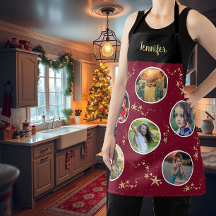 独自の写真コラージュを作成クリスマスモノグラム エプロン