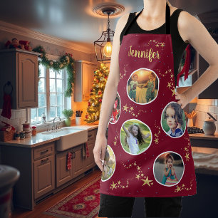 独自の写真コラージュを作成クリスマスモノグラム エプロン