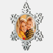 独自の写真テンプレートの追加 スノーフレークピューターオーナメント (右)