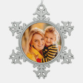 独自の写真テンプレートの追加 スノーフレークピューターオーナメント (正面)