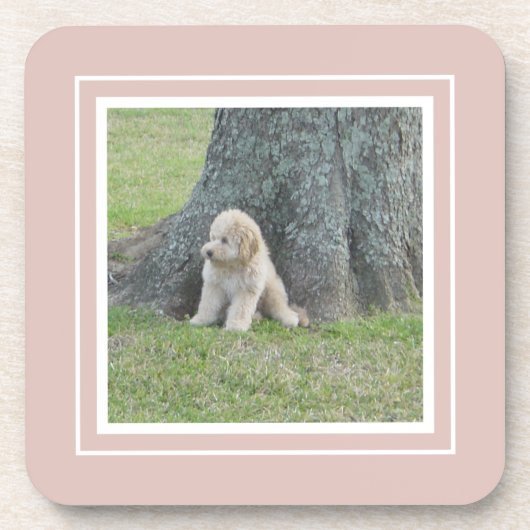 独自の写真テンプレートピンク&ホワイトを作成 コースター (正面)