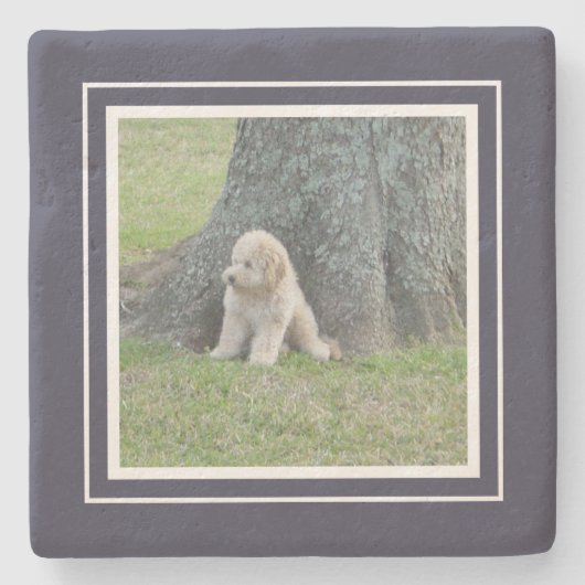 独自の写真テンプレートブルー&ホワイトを作成 ストーンコースター (正面)