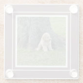 独自の写真テンプレート紫と白を作成 ガラスコースター (裏面)