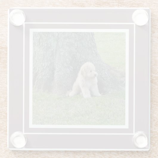 独自の写真テンプレート紫と白を作成 ガラスコースター (裏面)