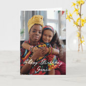独自の写真ハッピーバースデー パーソナライズされた カード (黄色い花)