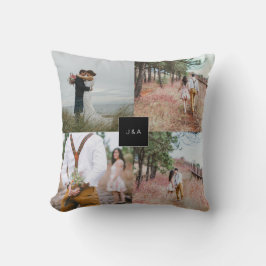 独自の写真モノグラムのコラージュ結婚を作成する クッション