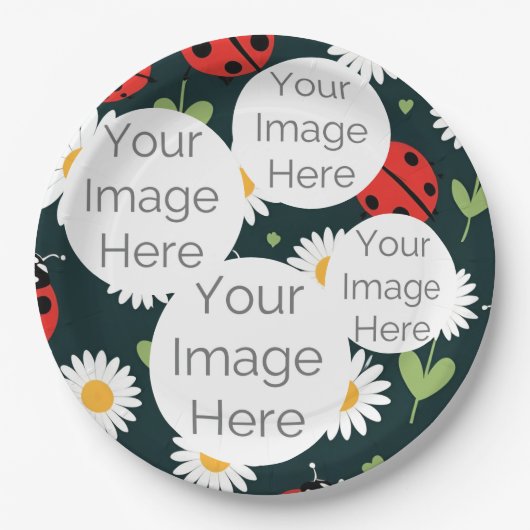 独自の写真文字ladybug ladybird紙の作成 ペーパープレート (正面)