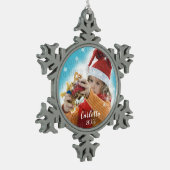 独自の写真日付オーナメントの作成 スノーフレークピューターオーナメント (左)