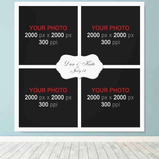 独自の写真結婚コラージュの作成003 キャンバスプリント (インサイチュ (ウッドフロア))