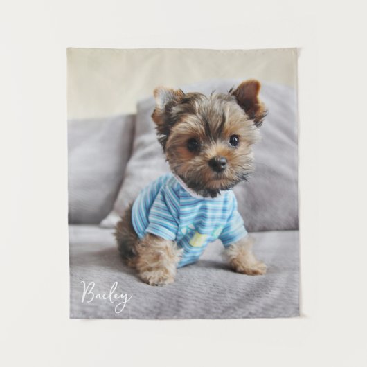 独自の写真縦型モノグラムの作成 タペストリー (正面)