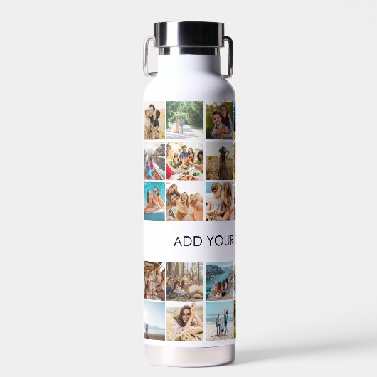 独自の写真35フォトパーソナライズされたコラージュの追加 ウォーターボトル (正面)