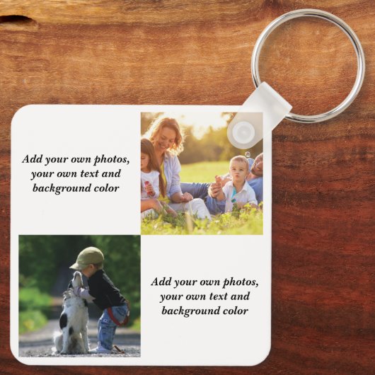 独自の写真、文字、背景の投げパイを追加する キーホルダー (裏面)