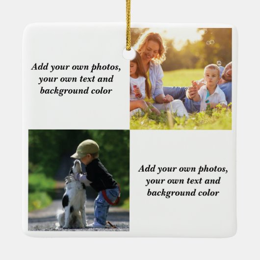 独自の写真、文字、背景の投げパイを追加する セラミックオーナメント (裏面)