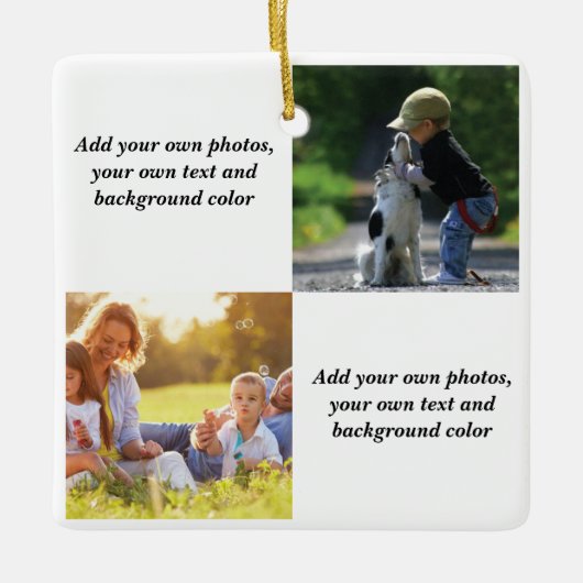 独自の写真、文字、背景の投げパイを追加する セラミックオーナメント (正面)