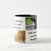 独自の写真、文字、背景の投げパイを追加する ツートーンマグカップ (中央)