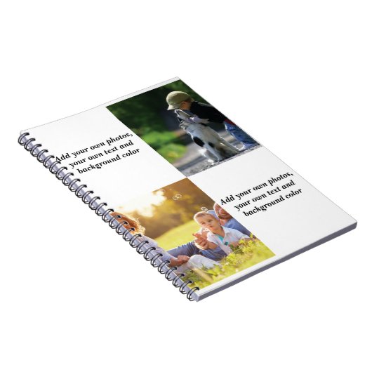 独自の写真、文字、背景の投げパイを追加する ノートブック (右側)