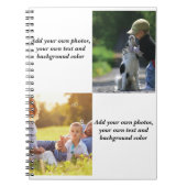 独自の写真、文字、背景の投げパイを追加する ノートブック (正面)