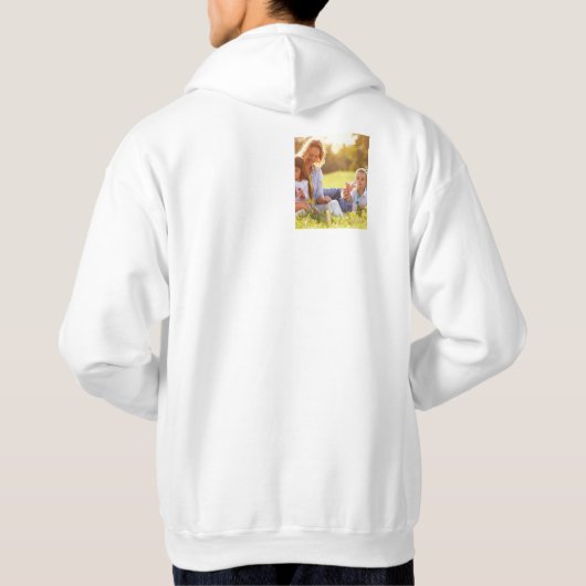 独自の写真、文字、背景の投げパイを追加する パーカ (裏面)