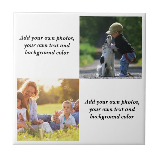 独自の写真、文字、背景の投げパイを追加 タイル (正面)