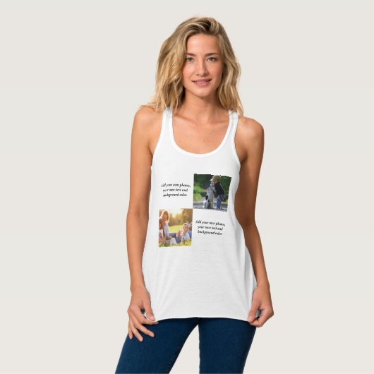 独自の写真、文字、背景の投げパイを追加 タンクトップ (正面フル)