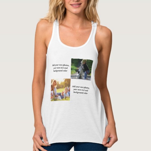 独自の写真、文字、背景の投げパイを追加 タンクトップ (正面)