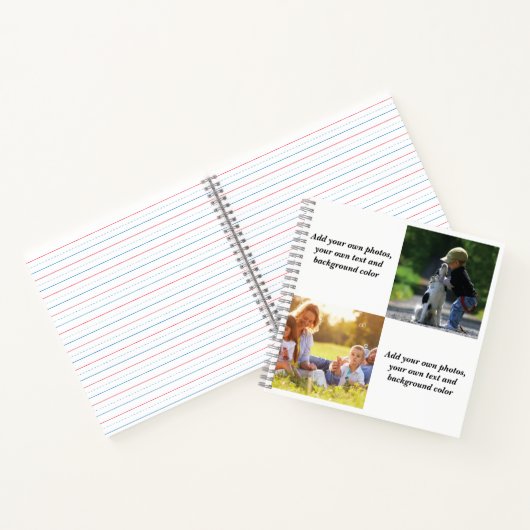 独自の写真、文字、背景の投げパイを追加 ノートブック (内部)