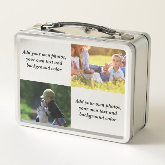 独自の写真、文字、背景の投げパイを追加 メタルランチボックス (裏面)