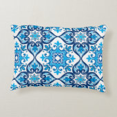 独自の写真、青と白のアズレホス アクセントクッション (裏面)