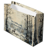 独自の冬のトナカイヴィンテージを作成する ラージペーパーバッグ (正面アングル)