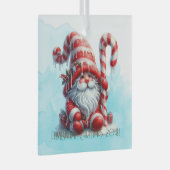 独自の冬のペパーミントクリスマス格言を作成 ガラスオーナメント (正面右)