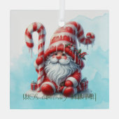 独自の冬のペパーミントクリスマス格言を作成 ガラスオーナメント (裏面)