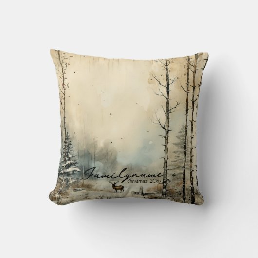 独自の冬のヴィンテージを作成 クッション (正面)