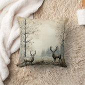 独自の冬の鹿ヴィンテージを作成 クッション (ブランケット)