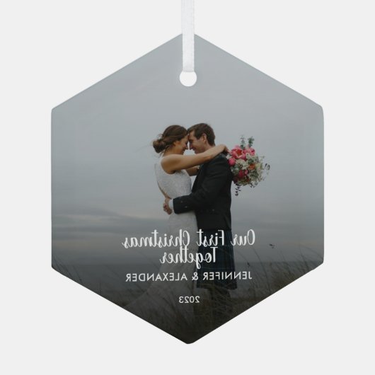 独自の初めてのクリスマスを作成 ガラスオーナメント (裏面)