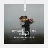 独自の初めてのクリスマスを作成 ガラスオーナメント (裏面)