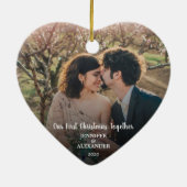 独自の初めてのクリスマスを作成 セラミックオーナメント (裏面)