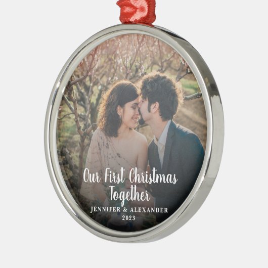 独自の初めてのクリスマスを作成 メタルオーナメント (左)