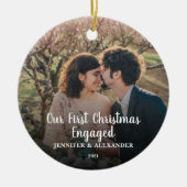 独自の初めてのクリスマス写真婚約したCeraの作成 セラミックオーナメント (正面)