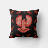 独自の北欧の赤い鳥と星を作成 クッション (裏面)